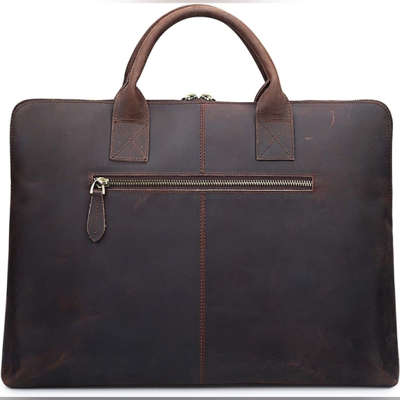 S-ZONE MEN'S BUFFALO LEATHER MESSENGER BAG SATCHEL 15.6 INCHES LAPTOP BRIEFCASE - Picture 4 of 9